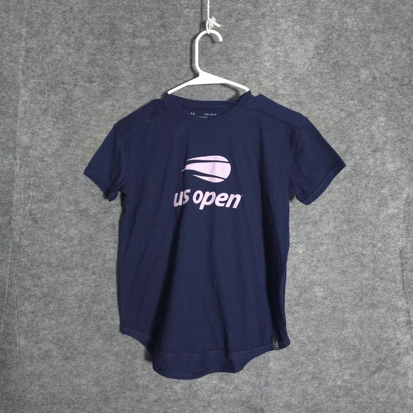 Under Armour Other - Under Armour US Open Girls Youth Medium Navy Blue Tennis Graphic TShirt HeatGear
